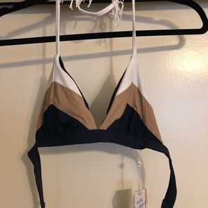 Pily Q Bathing Suit Top (Tan/White/Blue)
